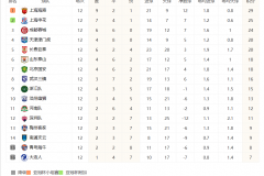 中超联赛第一阶段结束 内附最新完整积分排名榜