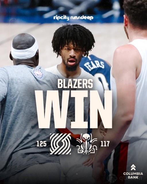 开拓者客场125-117力克鹈鹕