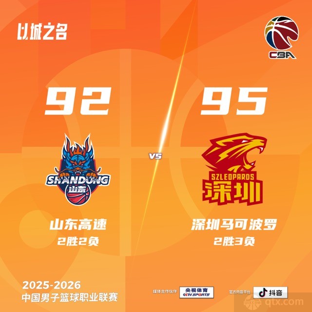 山东男篮92-95不敌深圳男篮