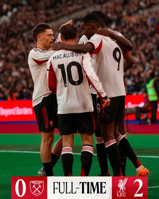 西漢姆聯0-2利物浦