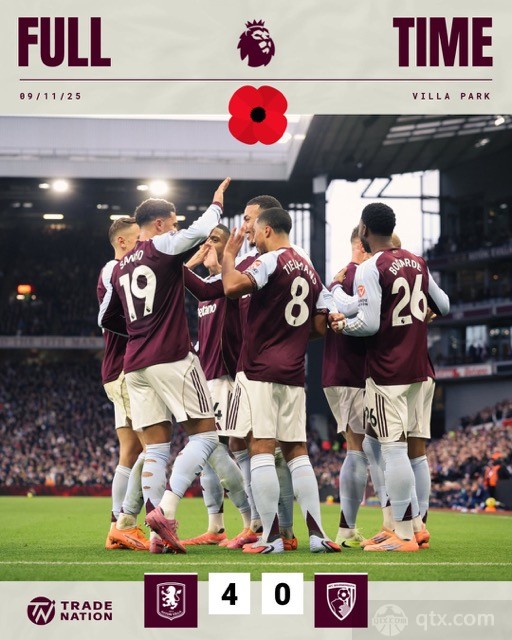 阿斯顿维拉4-0伯恩茅斯