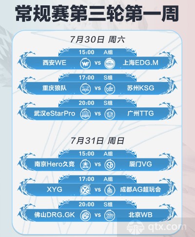 2022KPL夏季赛常规赛第三轮第一周赛程