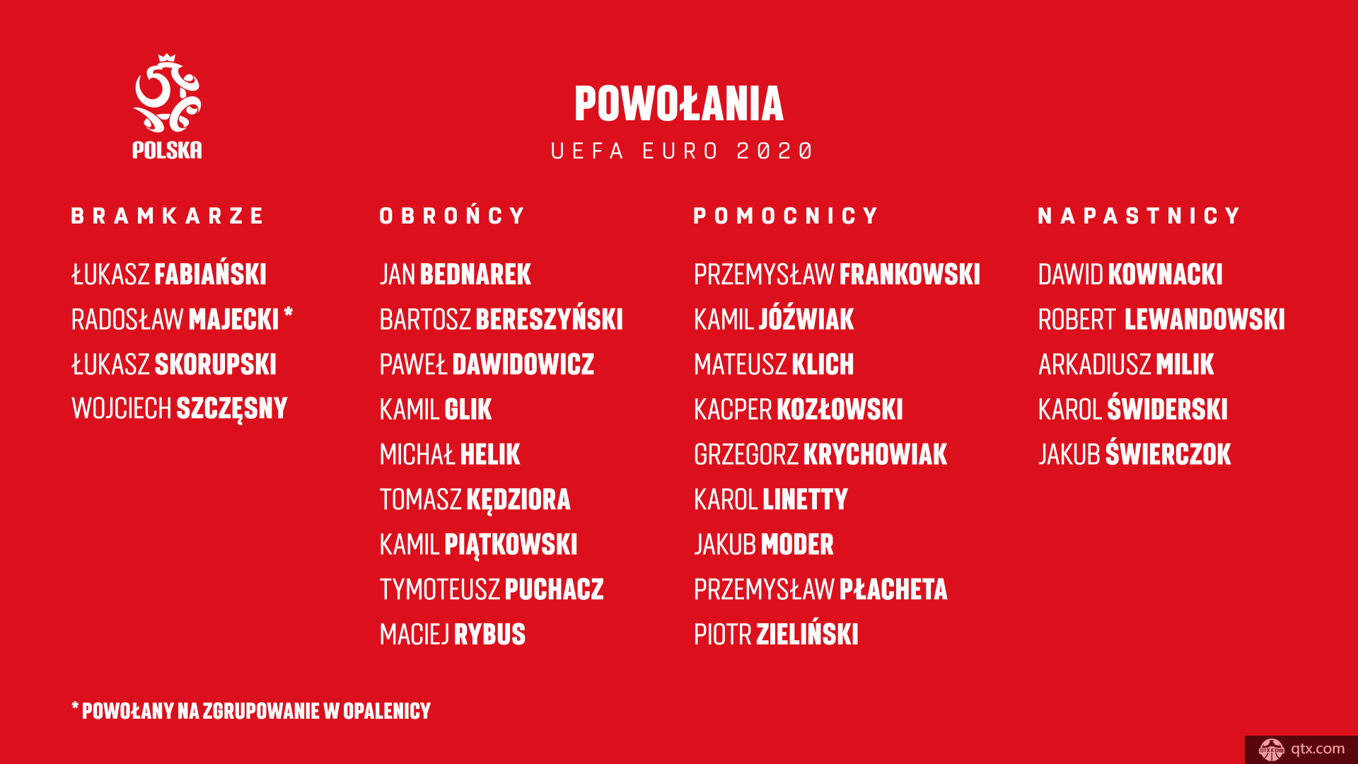 波兰国家队欧洲杯初选名单