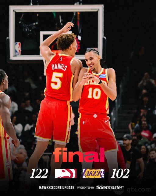 湖人客场102-122惨败老鹰