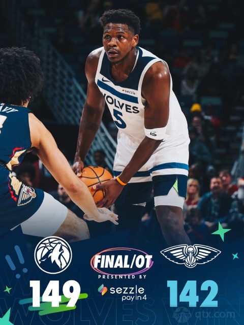 森林狼客场149-142力克鹈鹕