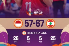 女篮亚洲杯印尼女篮57-67黎巴嫩女篮 阿克勒26+5+5