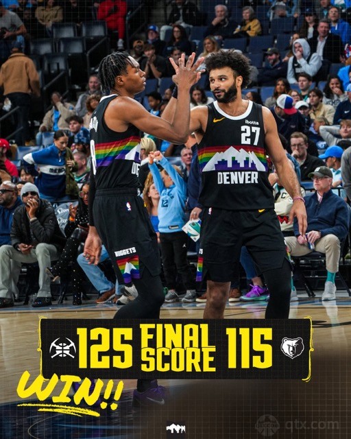 掘金客场125-115力克灰熊