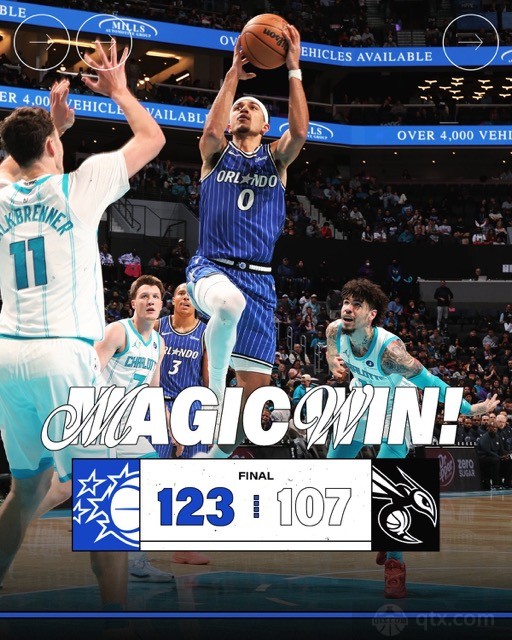 魔术客场123-107力克黄蜂