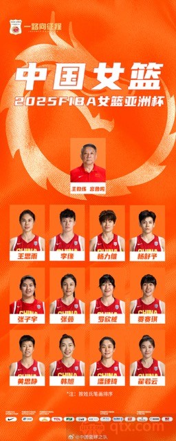 中国女篮亚洲杯12人名单
