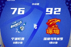 CBA俱乐部杯宁波男篮76-92深圳男篮 威姆斯17+10周鹏11分