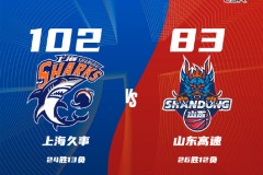 CBA联赛战况上海男篮102-83山东男篮 洛夫顿27+9+7王哲林16+9