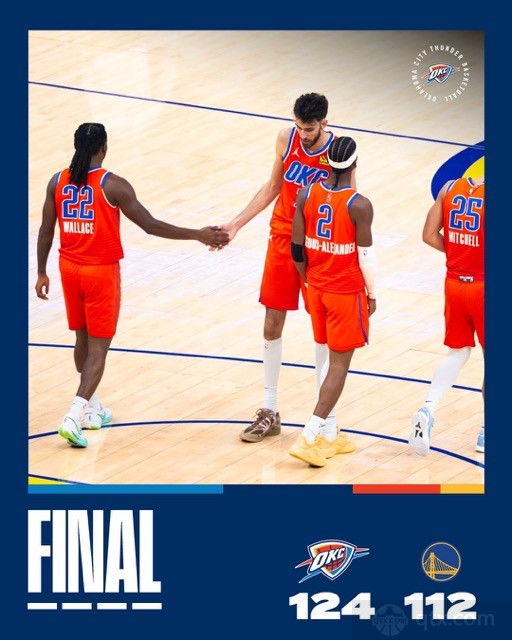 雷霆客场124-112力克勇士