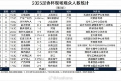 2025中国足协杯第三轮观赛人数统计表（完整版）