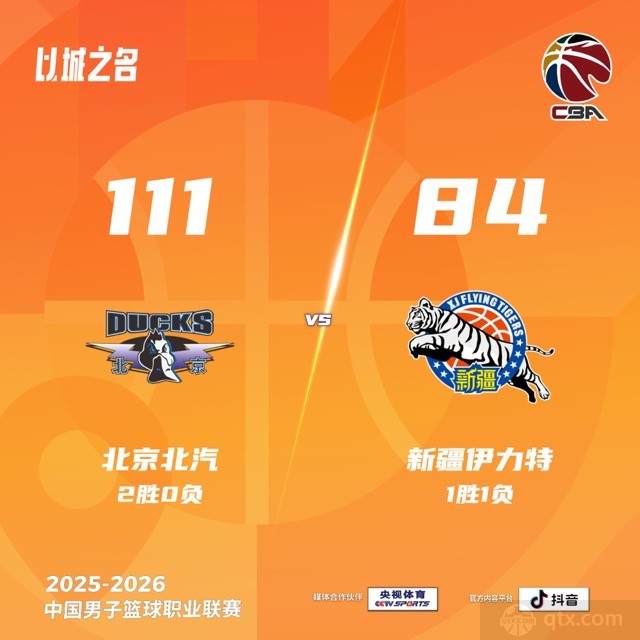 北京男篮主场111-84大胜新疆男篮