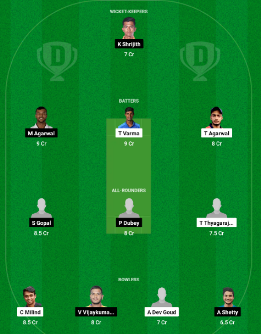 HYD vs KAR Dream11 Team Choice 1: Mega Contest Picks