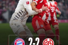 德甲拜仁慕尼黑2-2美因茨 拜仁仍领跑