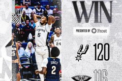 NBA常规赛马刺客场120-116险胜鹈鹕迎连胜 文班亚马狂轰29分11篮板9盖帽