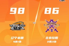 CBA最新战况辽宁男篮主场98-86轻取北控男篮 威尔斯31分 付豪13+9