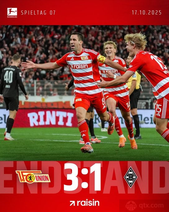 柏林联合3-1门兴格拉德巴赫