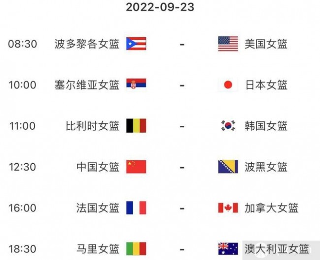 9月23日女篮世界杯赛程时间表