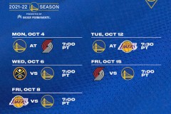 勇士NBA季前賽賽程出爐 10月5日對戰開拓者