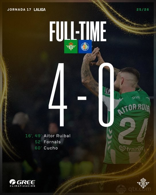 皇家贝蒂斯4-0赫塔菲