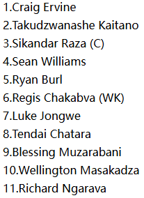 Zimbabwe Starting XI