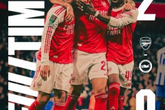 英联杯阿森纳2-0布莱顿 枪手各项赛事8连胜