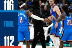 NBA季前赛雷霆客场116-112险胜雄鹿 SGA23分 字母哥16+7