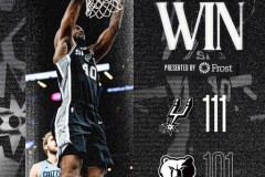 NBA常规赛马刺主场111-101力克灰熊 文班亚马缺阵 福克斯26分