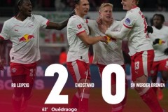 德甲RB莱比锡2-0云达不莱梅 韦德拉奥果远射建功 施拉格尔破门