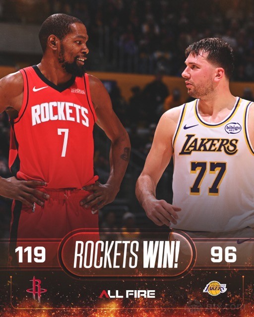 湖人圣诞大战主场96-119惨败火箭