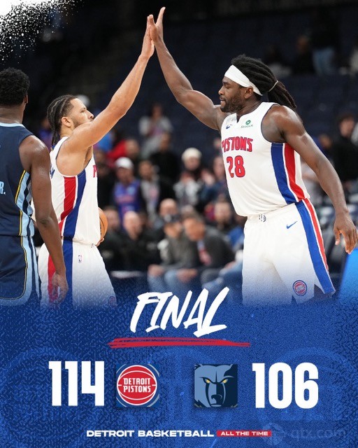 灰熊主场106-114不敌活塞