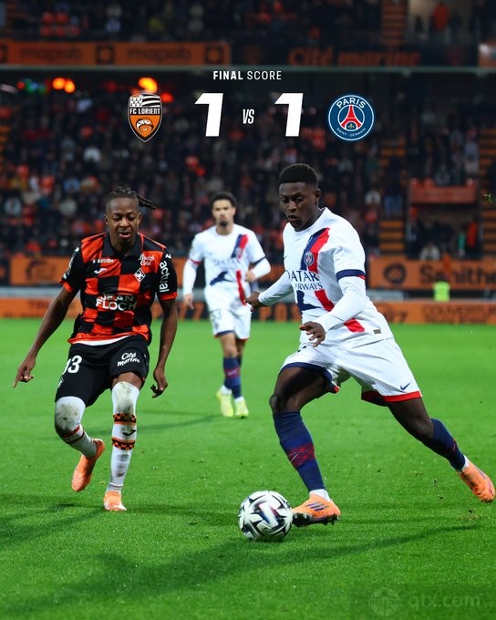 洛里昂1-1巴黎圣日耳曼