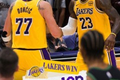 NBA常规赛湖人客场111-103力克鹈鹕 詹姆斯30+8+8 东契奇30+10
