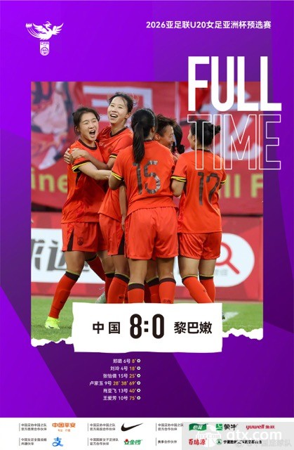 中国U20女足8-0大胜黎巴嫩
