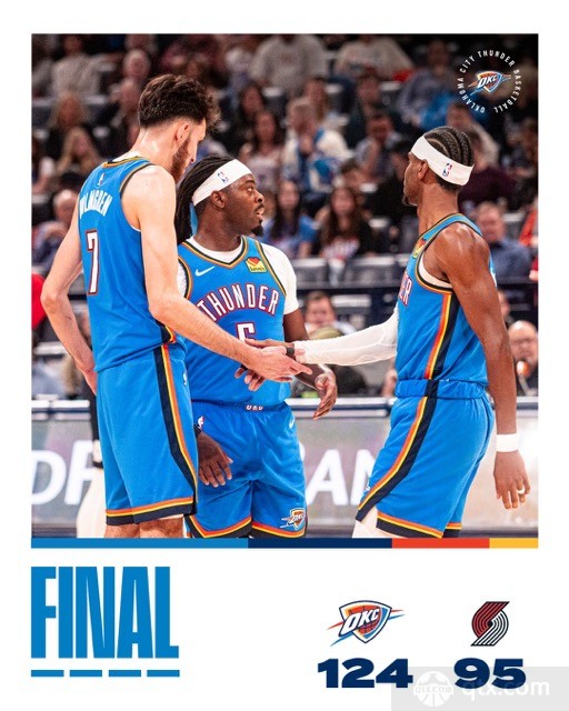 开拓者客场95-124惨败雷霆