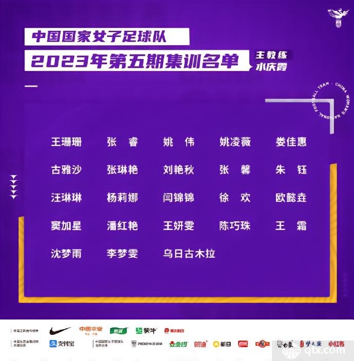 中国女足亚运会集训名单