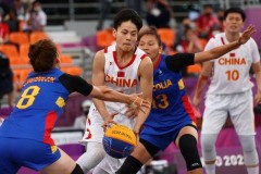 女子三人篮球小组赛：中国队21-9大胜蒙古队