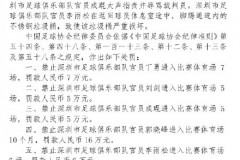 中国足协重罚深圳队 5名官员共被罚款39万 归根究底源于一个角球
