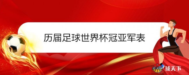 历届足球世界杯冠亚军表