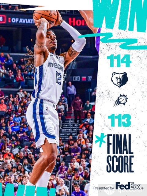 灰熊客场114-113险胜太阳