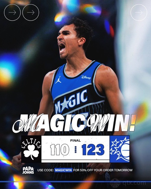 凯尔特人客场110-123不敌魔术