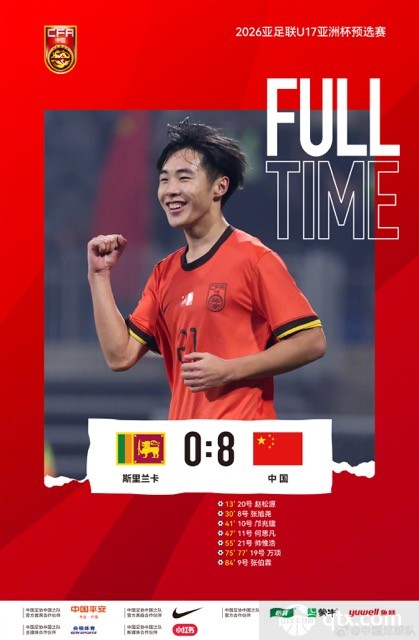 中国U17男足8-0斯里兰卡U17