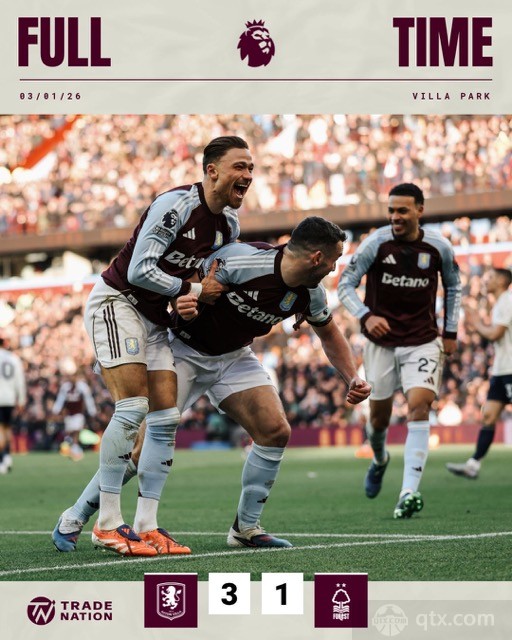 阿斯顿维拉3-1诺丁汉森林