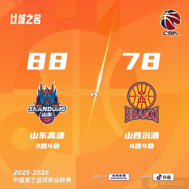 山东主场88-78力克山西