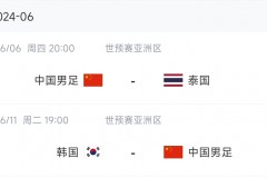 国足6月世预赛赛程完整版 国足vs泰国6月6日20点开球 11日客战韩国