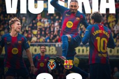 西甲比利亚雷亚尔0-2巴塞罗那 拉菲尼亚点射 亚马尔破门