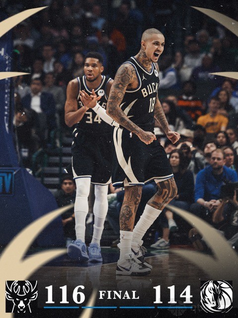 雄鹿客场116-114险胜独行侠