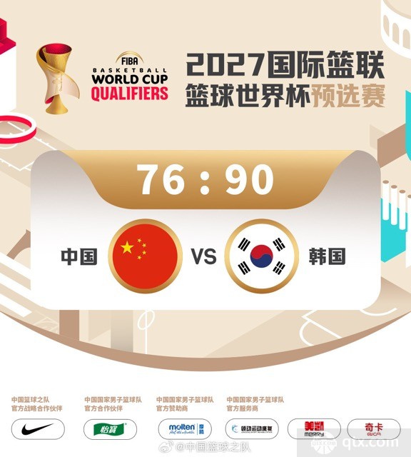 世预赛中国男篮对阵韩国两连败